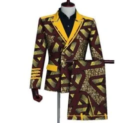 African Double-Breasted Two Piece Suit -Rocka Style african double breasted two piece suit african suit lestyleparfait 3