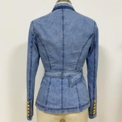 Belted Denim Blazer Women - Casual - Plain-Solid -Rocka Style belted denim blazer women casual plain solid denim blazer lestyleparfait 5