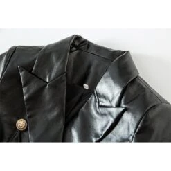 Black Leather Blazer Women - Formal-Business - Plain-Solid -Rocka Style black leather blazer women formal business plain solid leather blazer lestyleparfait 3
