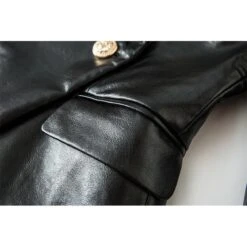 Black Leather Blazer Women - Formal-Business - Plain-Solid -Rocka Style black leather blazer women formal business plain solid leather blazer lestyleparfait 4