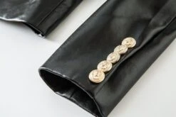 Black Leather Blazer Women - Formal-Business - Plain-Solid -Rocka Style black leather blazer women formal business plain solid leather blazer lestyleparfait 6