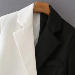 Black-White Crop Blazer Women - Casual - Patchwork -Rocka Style black white crop blazer women casual patchwork women s blazer lestyleparfait 3