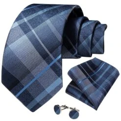 Blue Checked Necktie Set -Rocka Style blue checked necktie set necktie lestyleparfait 3