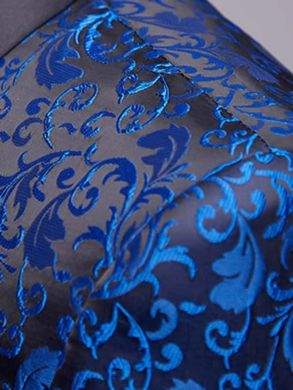 Blue Jacquard Two Piece Tuxedo Suit 3 Blue Jacquard Two Piece Tuxedo Suit - Image 3