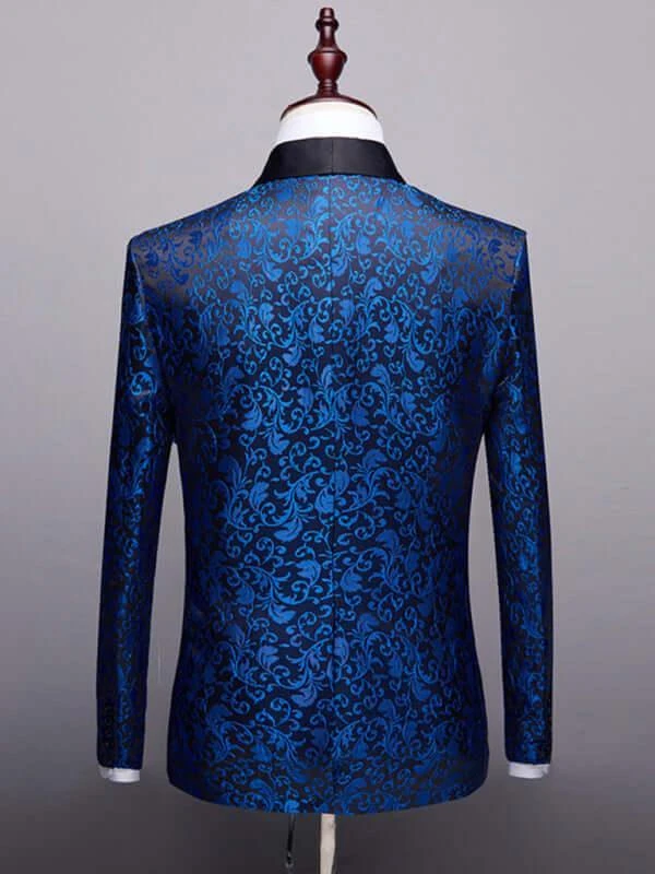 Blue Jacquard Two Piece Tuxedo Suit 4 Blue Jacquard Two Piece Tuxedo Suit - Image 4