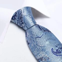 Blue Paisley Silk Necktie Set -Rocka Style blue paisley silk necktie set necktie lestyleparfait 6