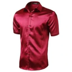 Casual Short Sleeve Silk Shirt For Men -Rocka Style casual short sleeve silk shirt for men short sleeve shirt lestyleparfait 3