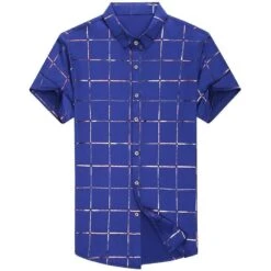 Casual Summer Plaid Shirt For Men -Rocka Style casual summer plaid shirt for men short sleeve shirt lestyleparfait 8