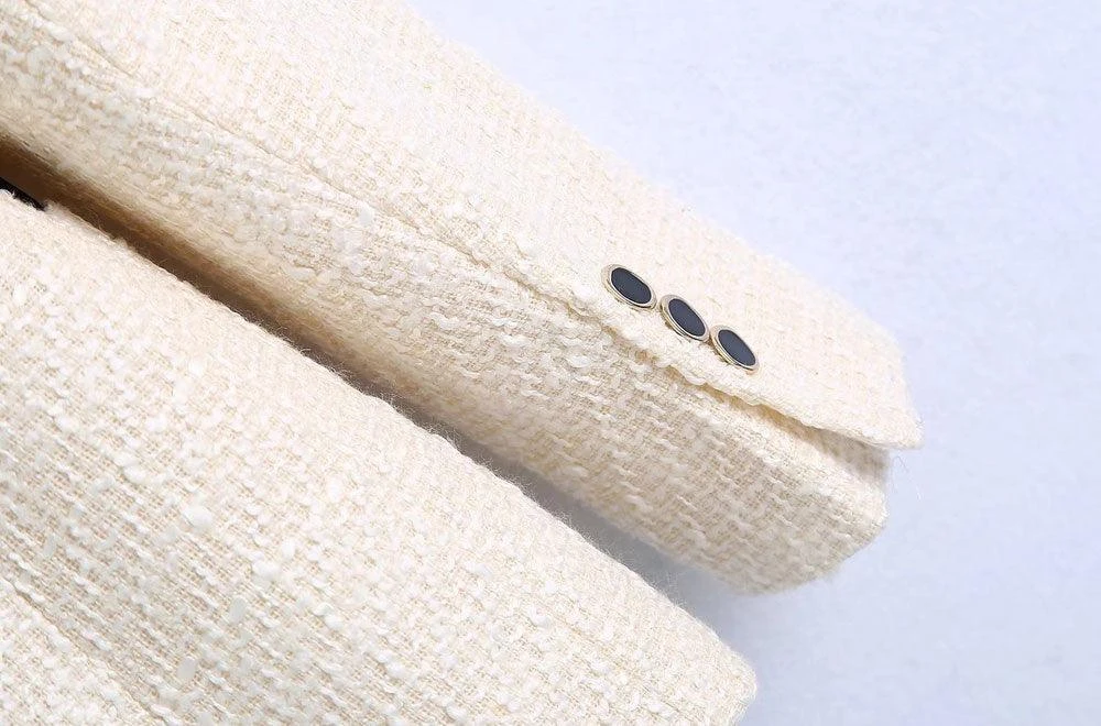 Chic Off-White Tweed Blazer Women - Vintage - Patchwork 3 Chic Off-White Tweed Blazer Women - Vintage - Patchwork - Image 3