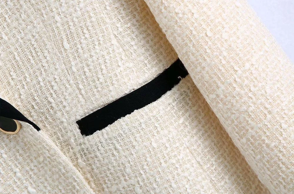 Chic Off-White Tweed Blazer Women - Vintage - Patchwork 5 Chic Off-White Tweed Blazer Women - Vintage - Patchwork - Image 5