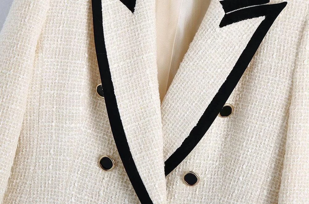 Chic Off-White Tweed Blazer Women - Vintage - Patchwork 6 Chic Off-White Tweed Blazer Women - Vintage - Patchwork - Image 6