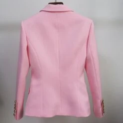 Classic Pink Blazer Women - Casual - Plain-Solid -Rocka Style classic pink blazer women casual plain solid double breasted blazer lestyleparfait 3