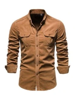 Corduroy Slim Fit Shirt 12 Corduroy Slim Fit Shirt -Rocka Style corduroy slim fit shirt long sleeve shirt lestyleparfait 4