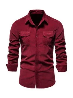 Corduroy Slim Fit Shirt 15 Corduroy Slim Fit Shirt -Rocka Style corduroy slim fit shirt long sleeve shirt lestyleparfait 7