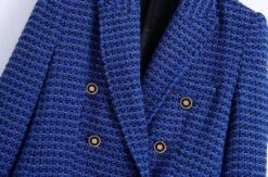 Rocka Style -Rocka Style dark blue tweed blazer women casual plaid tweed blazer lestyleparfait 2