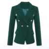 Dark Green Blazer Women - Casual - Plain-Solid