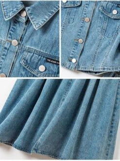 Denim Jeans Skirt Outfit Set -Rocka Style denim jeans skirt outfit set clothing set lestyleparfait 4