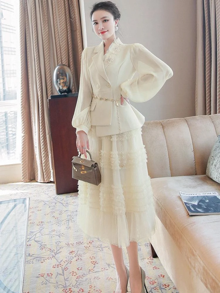 Elegant Outfit Set - Top And Mesh Skirt 5 Elegant Outfit Set - Top And Mesh Skirt - Image 5