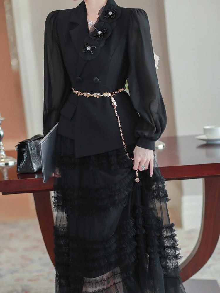 Elegant Outfit Set - Top And Mesh Skirt 6 Elegant Outfit Set - Top And Mesh Skirt - Image 6