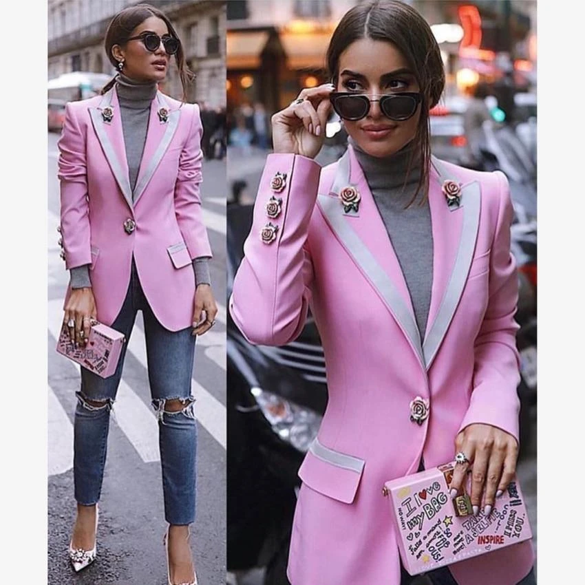 Elegant Pink Blazer Women - Casual - Plain-Solid 3 Elegant Pink Blazer Women - Casual - Plain-Solid - Image 3