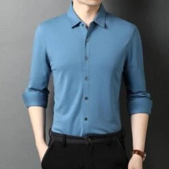 Ferell Satin Dress Shirt For Men -Rocka Style ferell satin dress shirt for men silk shirt lestyleparfait 3