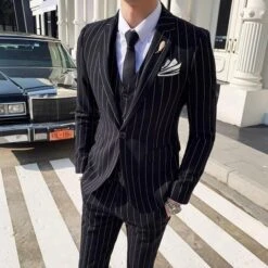 Formal Striped Three Piece Suit -Rocka Style formal striped three piece suit three piece suit lestyleparfait 3