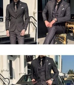 Formal Striped Three Piece Suit -Rocka Style formal striped three piece suit three piece suit lestyleparfait 4