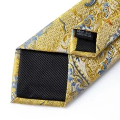 Gold Blue Paisley Necktie Set -Rocka Style gold blue paisley necktie set necktie lestyleparfait 5