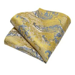 Gold Blue Paisley Necktie Set -Rocka Style gold blue paisley necktie set necktie lestyleparfait 7