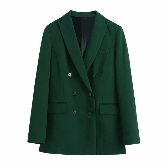 Green Double Breasted Blazer Women - Casual - Plain-Solid 1 Green Double Breasted Blazer Women - Casual - Plain-Solid
