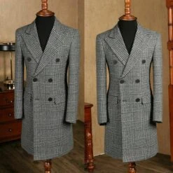 Rocka Style 6 Houndstooth Tweed Coat For Men