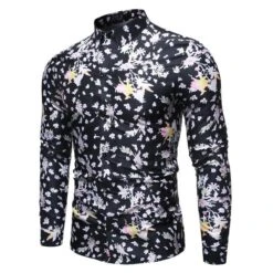 Leaf Print Slim Fit Casual Shirt For Men -Rocka Style leaf print slim fit casual shirt for men long sleeve shirt lestyleparfait 3