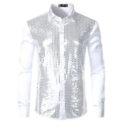 Luxury Sequins Silk Shirt For Men -Rocka Style luxury sequins silk shirt for men silk shirt lestyleparfait 3