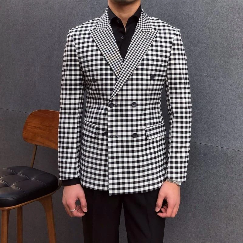 Men Blazer - Checked Black-White Blazer 1 Men Blazer - Checked Black-White Blazer