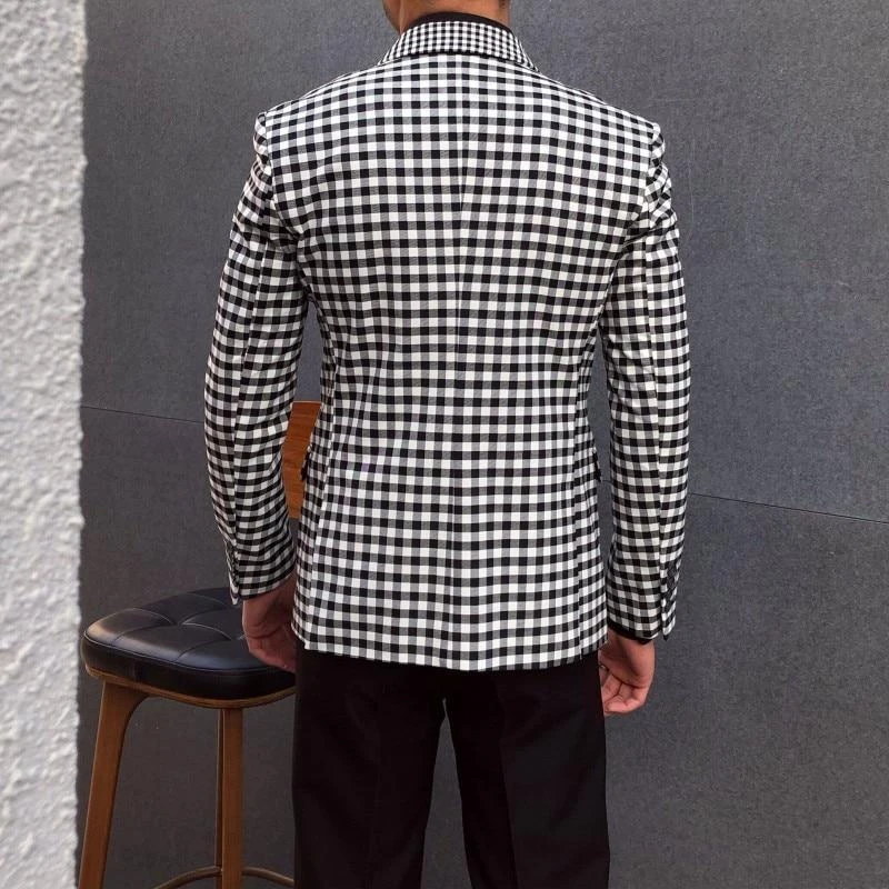 Men Blazer - Checked Black-White Blazer 2 Men Blazer - Checked Black-White Blazer - Image 2