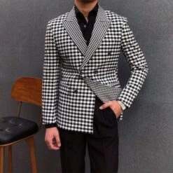 Men Blazer - Checked Black-White Blazer 8 Men Blazer - Checked Black-White Blazer -Rocka Style men blazer checked black white blazer checked blazer lestyleparfait 3