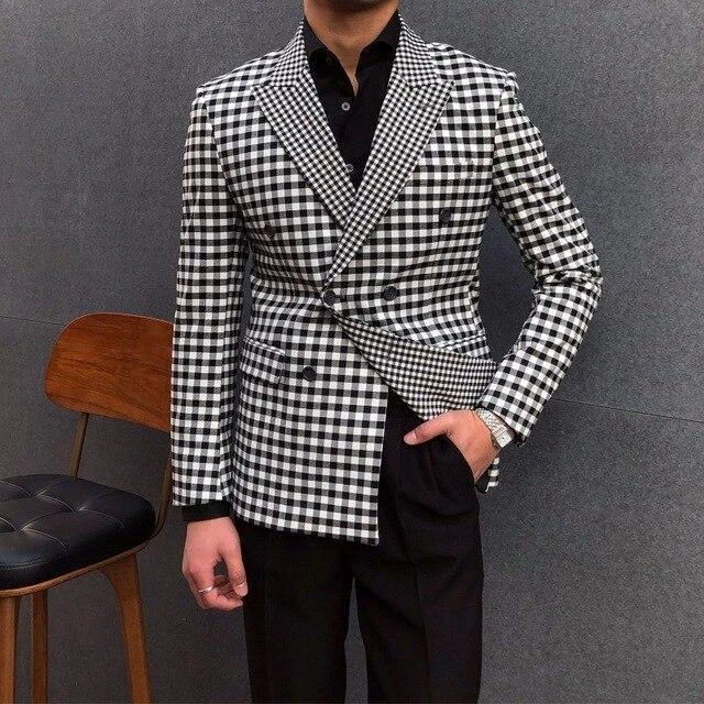 Men Blazer - Checked Black-White Blazer 3 Men Blazer - Checked Black-White Blazer - Image 3