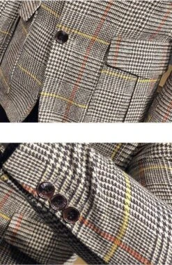 Men Blazer - Plaid Houndstooth Blazer -Rocka Style men blazer plaid houndstooth blazer plaid blazer lestyleparfait 4