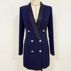 Navy Blue Tuxedo Blazer Women - Casual - Plain-Solid -Rocka Style navy blue tuxedo blazer women casual plain solid tuxedo blazer lestyleparfait 4