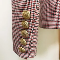 Pink Houndstooth Blazer Women - Formal-Business - Plaid -Rocka Style pink houndstooth blazer women formal business plaid double breasted blazer lestyleparfait 6