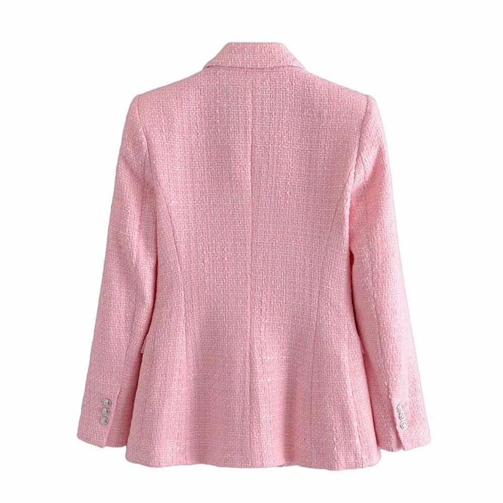 Pink Tweed Blazer Women - Formal-Business - Plain-Solid 2 Pink Tweed Blazer Women - Formal-Business - Plain-Solid - Image 2