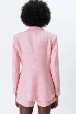 Pink Tweed Blazer Women - Formal-Business - Plain-Solid 13 Pink Tweed Blazer Women - Formal-Business - Plain-Solid -Rocka Style pink tweed blazer women formal business plain solid tweed blazer lestyleparfait 4