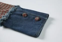 Plaid Denim Oversized Blazer Women - Casual - Patchwork -Rocka Style plaid denim oversized blazer women casual patchwork denim blazer lestyleparfait 5
