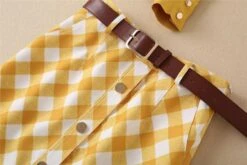 Plaid Skirt Outfit Set - Yellow -Rocka Style plaid skirt outfit set yellow clothing set lestyleparfait 10