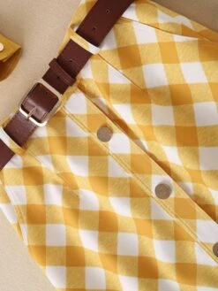 Plaid Skirt Outfit Set - Yellow -Rocka Style plaid skirt outfit set yellow clothing set lestyleparfait 7