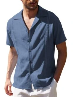 Plain Stitched Linen Shirt For Men