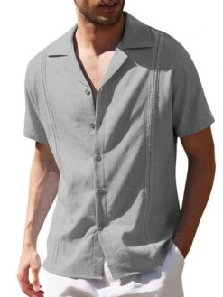 Plain Stitched Linen Shirt For Men -Rocka Style plain stitched linen shirt for men linen shirt lestyleparfait 7
