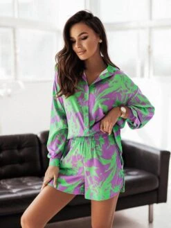 Printed Women Short Outfit Set -Rocka Style printed women short outfit set clothing set lestyleparfait 6