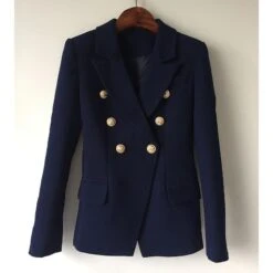 Sign It Navy Blue Blazer Women - Casual - Plain-Solid -Rocka Style sign it navy blue blazer women casual plain solid double breasted blazer lestyleparfait 5