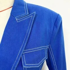 Stitched Denim Blazer Women - Casual - Plain-Solid -Rocka Style stitched denim blazer women casual plain solid denim blazer lestyleparfait 5